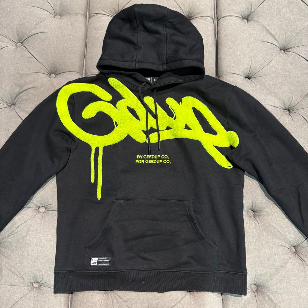 Geedup Handstyle Hoodie 'Black Hyper Yellow' (Second hand)