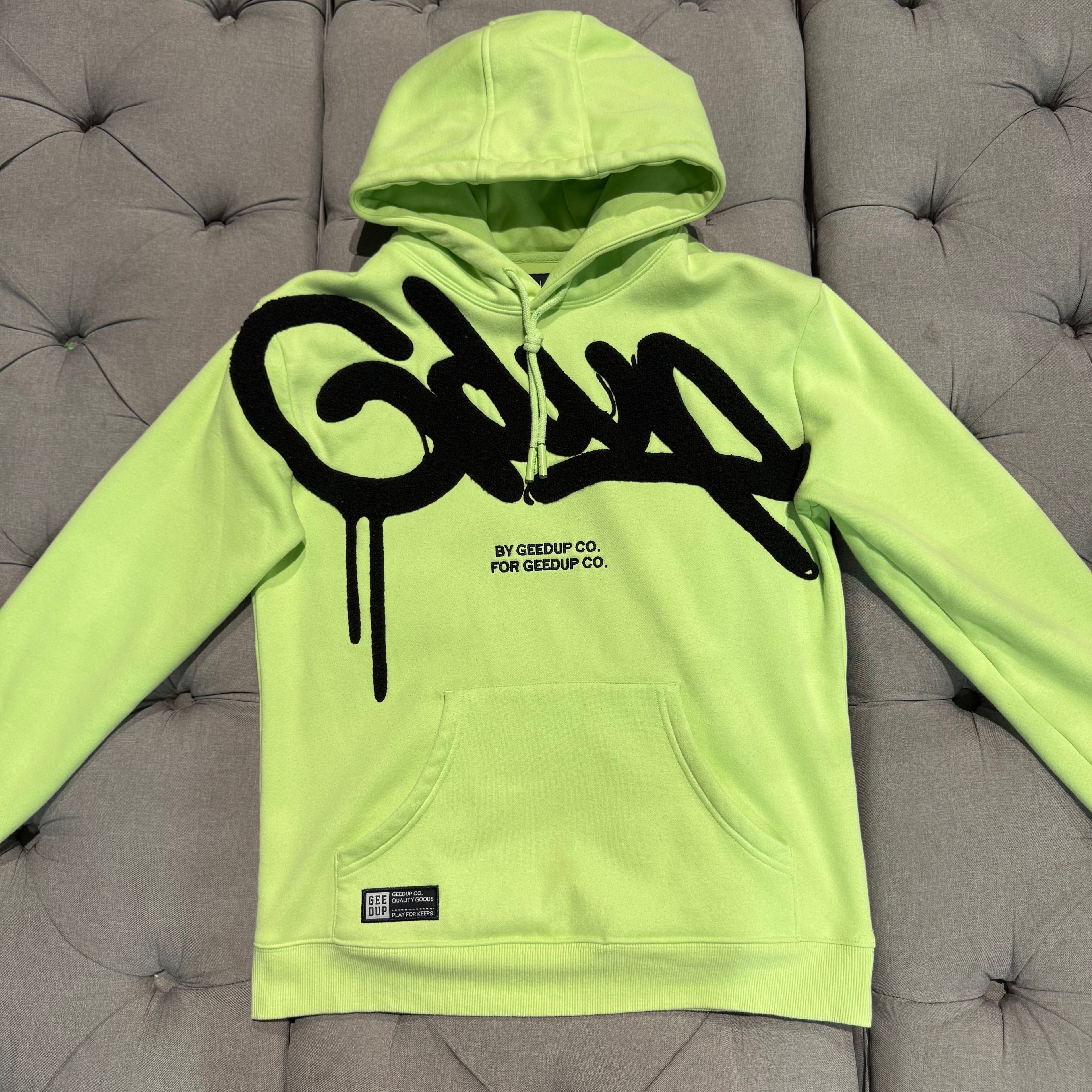 Geedup Handstyle Hoodie 'Pastel Green Black' (Second hand)