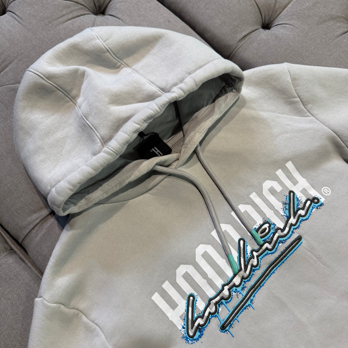 Hoodrich Script Logo Hoodie 'Grey Blue' (Second hand)