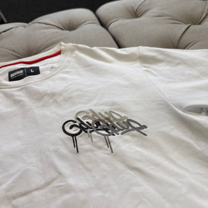 Geedup Handstyle Embroided T-shirt 'White Black' (Second hand)