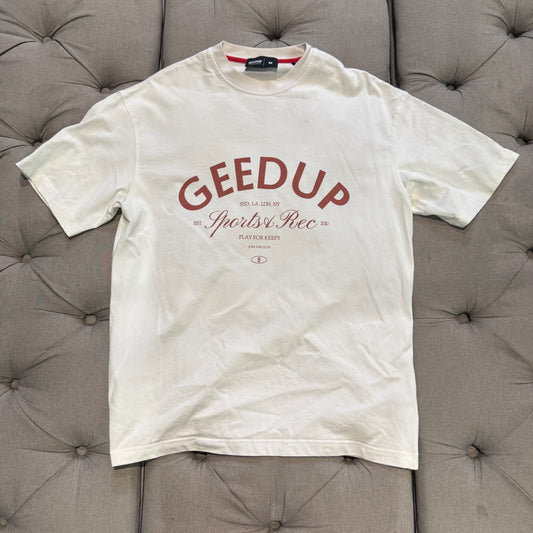 Geedup Sports Rec T-shirt 'White Maroon' (Second hand)