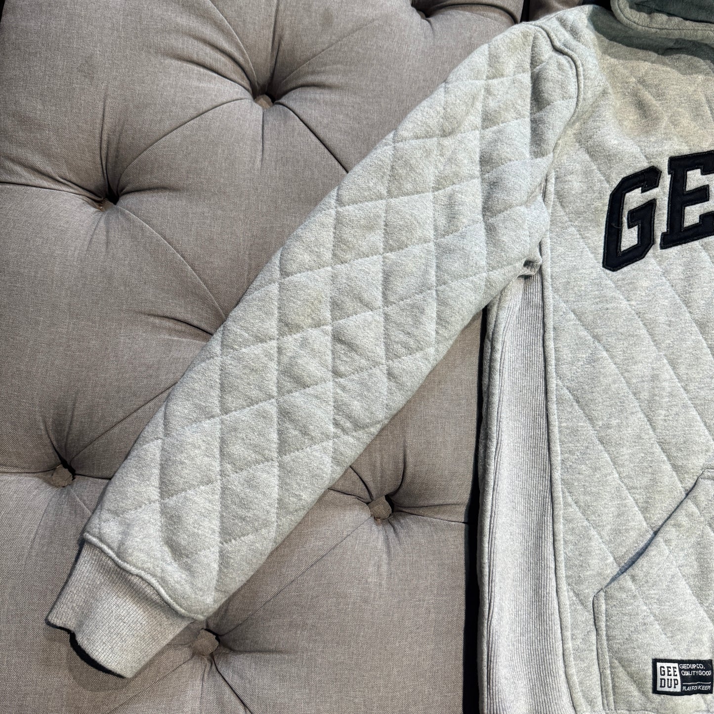 Geedup Stitched Quilt Hoodie 'Grey' (Second hand)