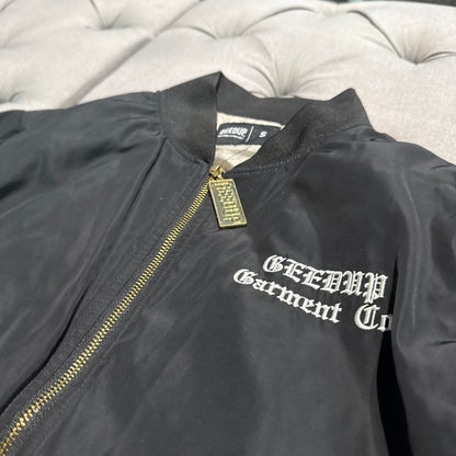 Geedup Garment Co Bomber Jacket Multi Logo 'Black White' (Second hand)