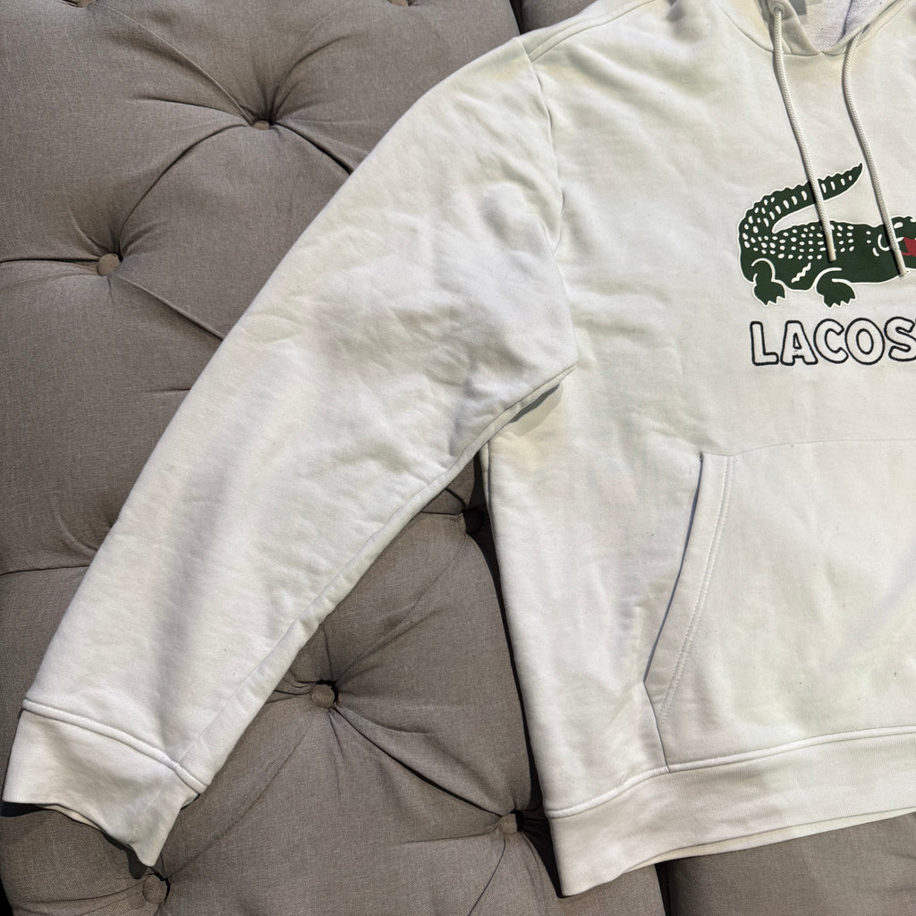 Lacoste Big Logo Croc Hoodie 'White Green' (Second hand)