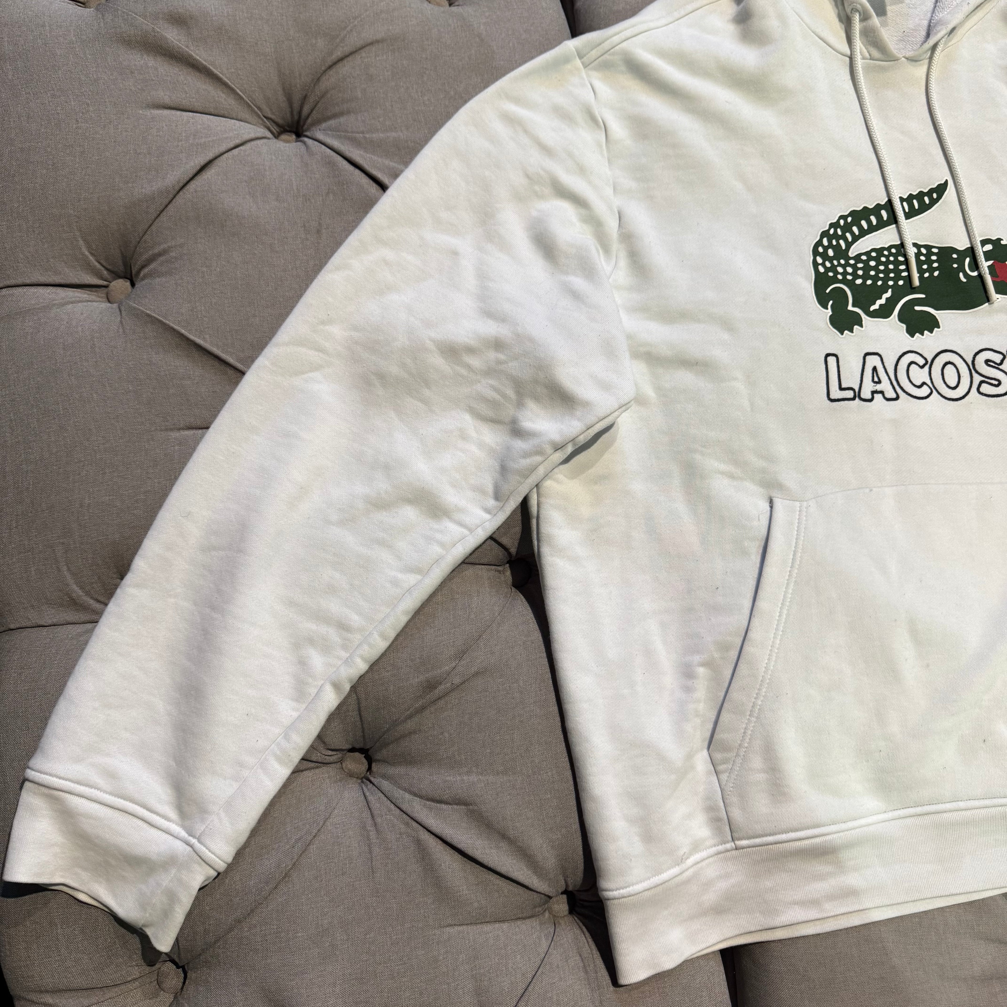 Lacoste Big Logo Croc Hoodie 'White Green' (Second hand)