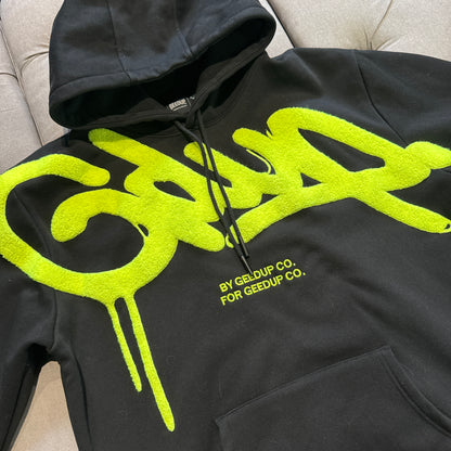 Geedup Handstyle Hoodie 'Black Neon Green' (Second hand)