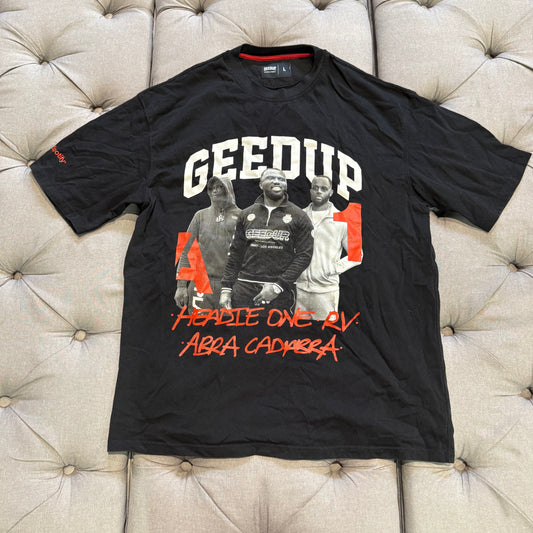 Geedup X Spotify A1 Headie One RV Abra Cadabra T-shirt 'Black Red' (Second hand)