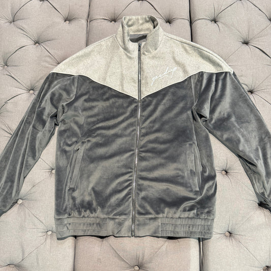 Geedup Script Fleece/Velvet Zip-Up Jacket 'Grey' (Second hand)