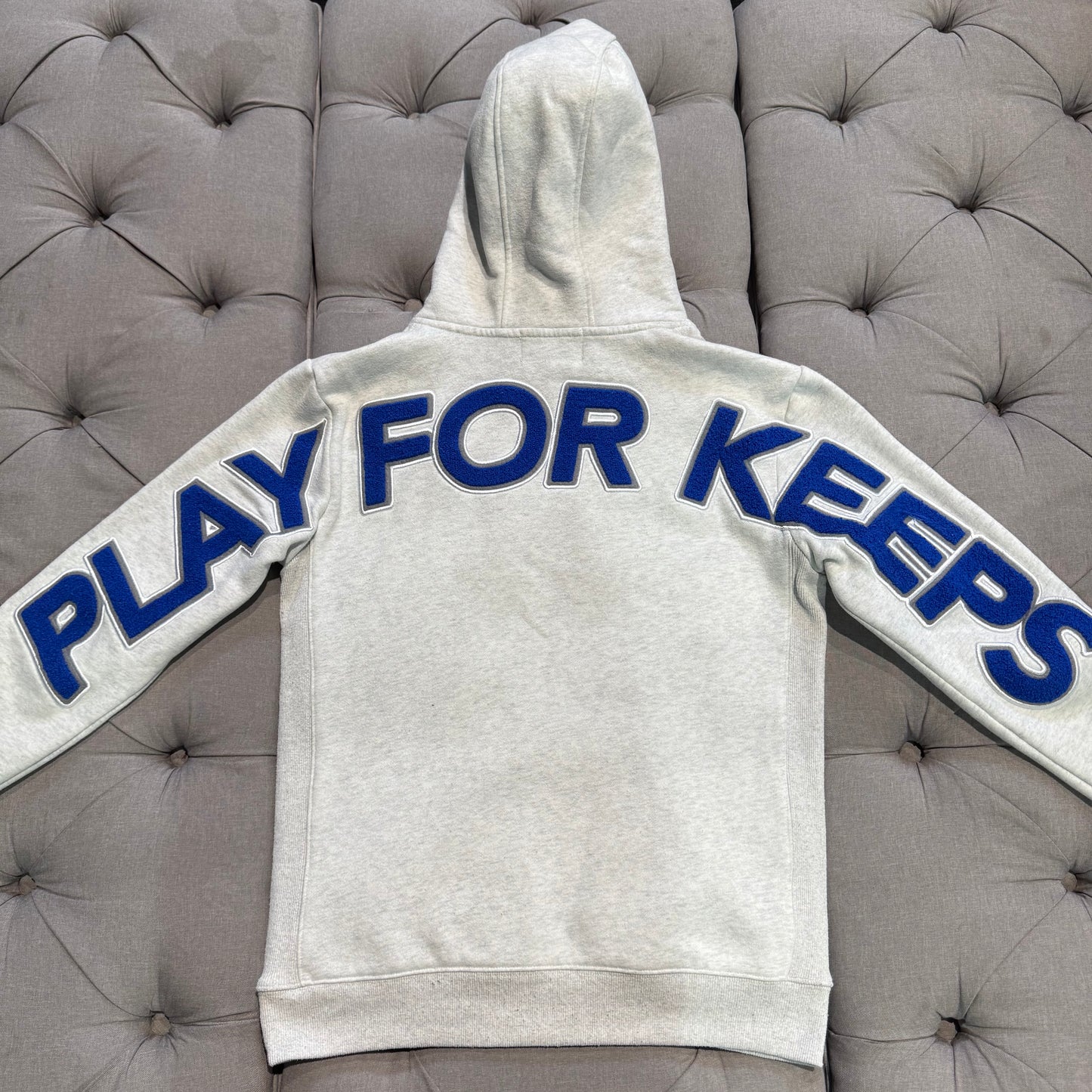 Geedup Play For Keeps Hoodie 'White Marle Blue' (Second hand)
