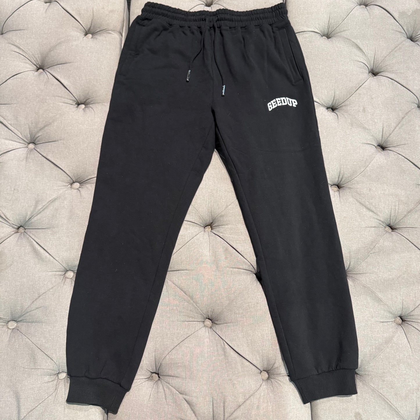 Geedup Micro Logo Track Pants 'Black White' (Second hand)