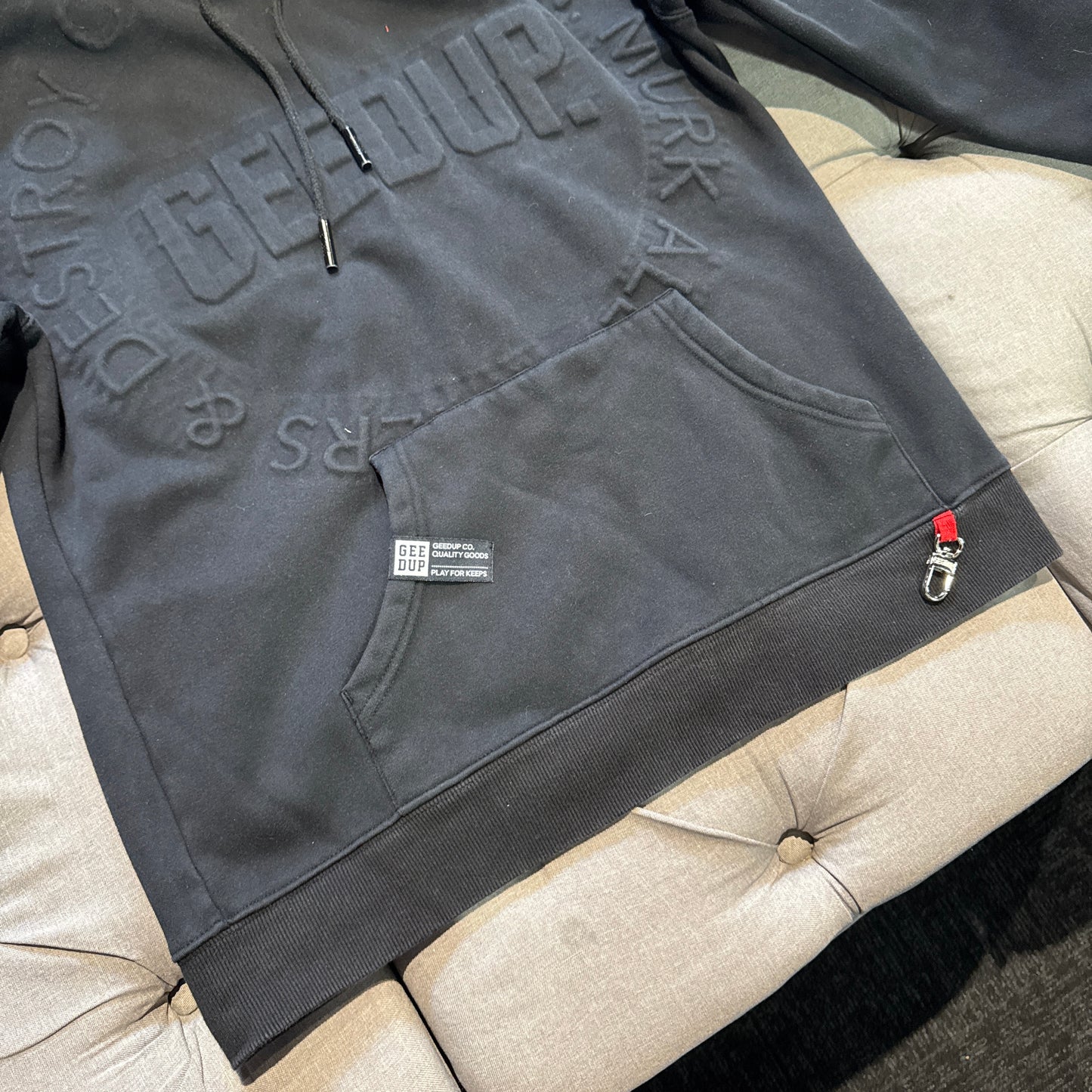 Geedup Embossed Logo Hoodie 'Blackout' (Second hand)