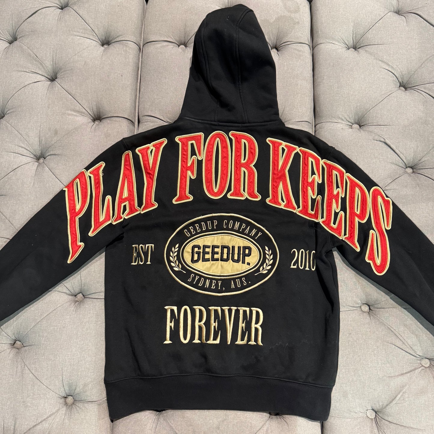 Geedup Play For Keeps Forever Hoodie 'Black Red Gold' (Second hand)