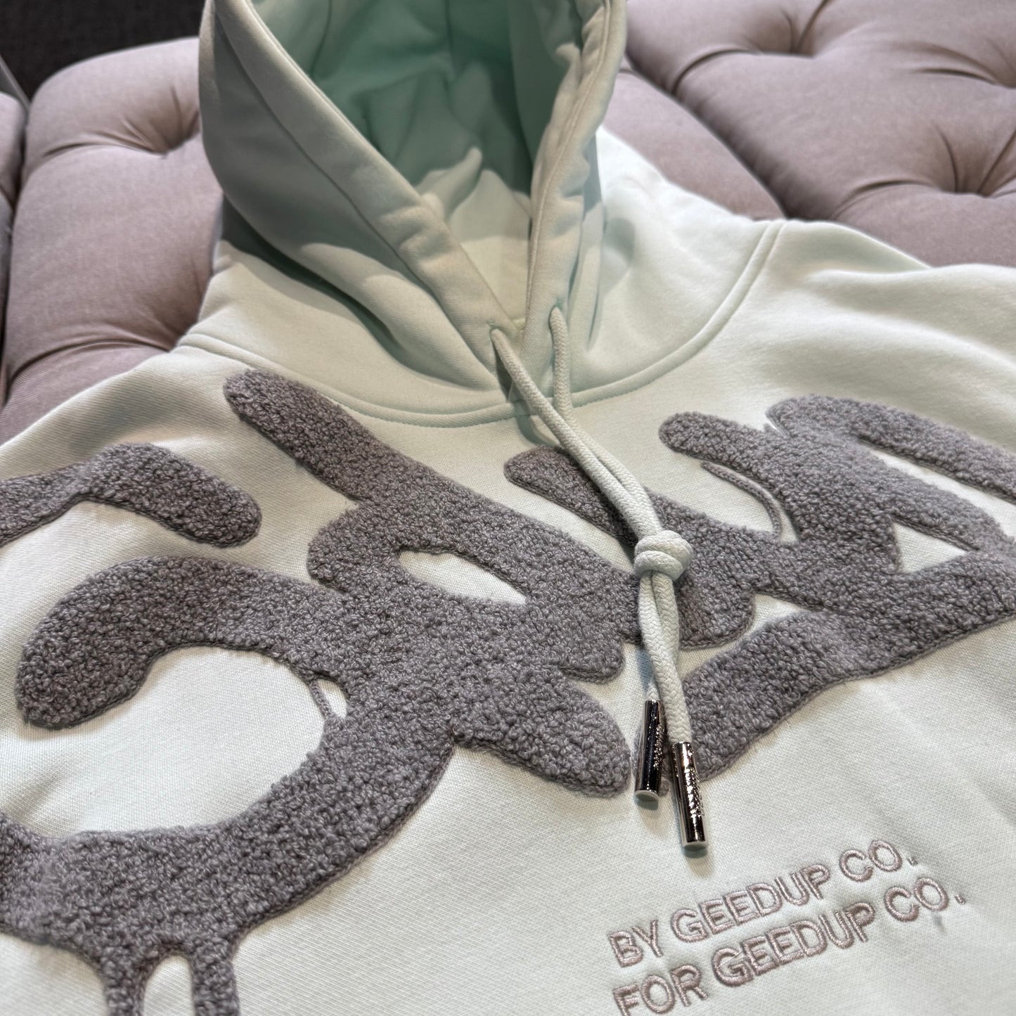 Geedup Handstyle Hoodie 'Teal Grey' (Second hand)