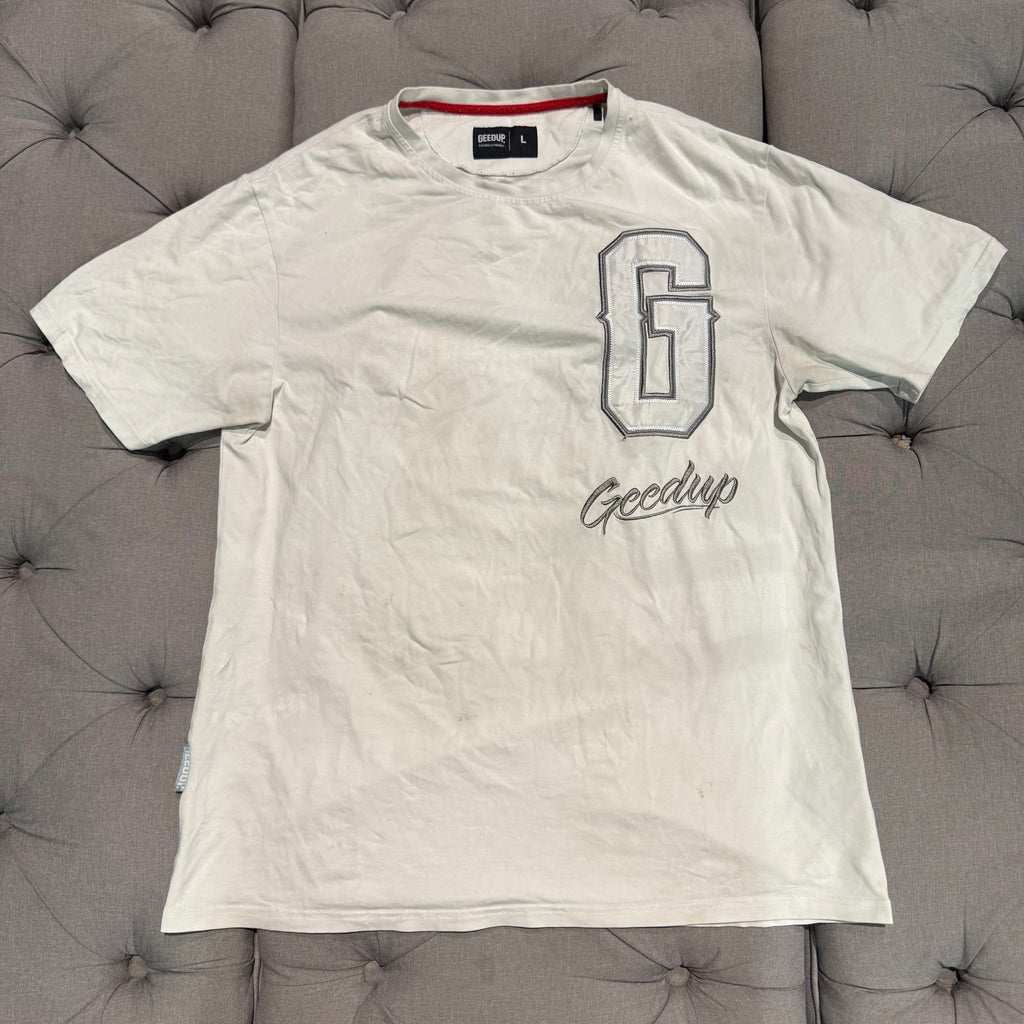 Geedup G Script Logo T-Shirt 'White' (Second hand)