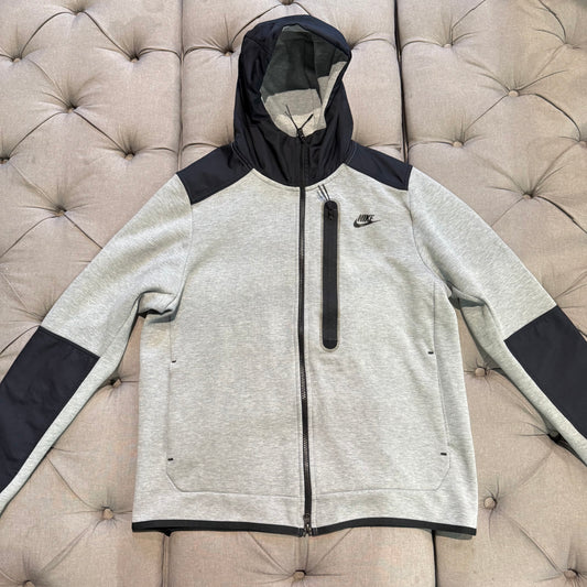 Nike Tech Fleece Overlay Full-Zip Hoodie 'Grey Black' (Second hand)