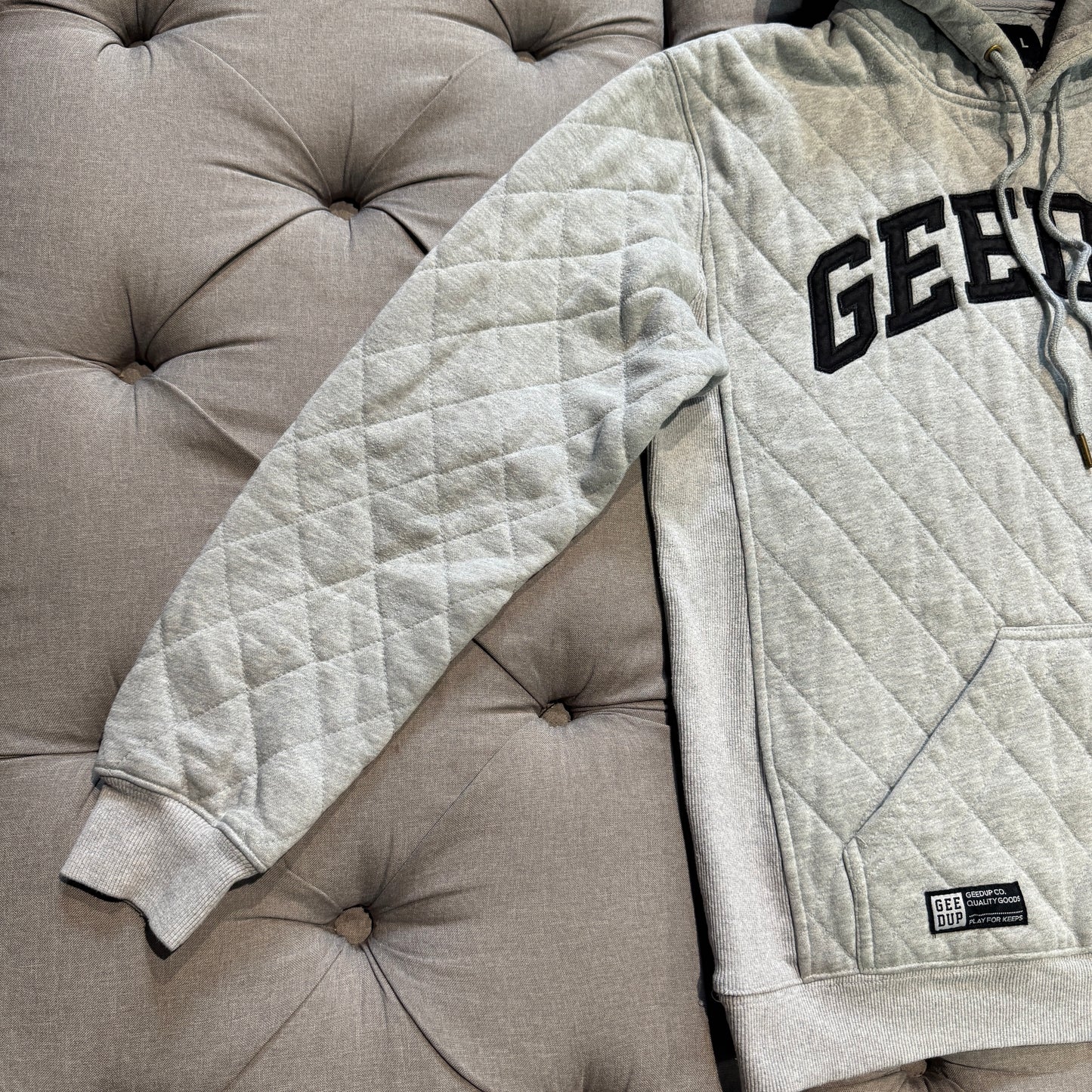 Geedup Stitched Quilt Hoodie 'Grey' (Second hand)