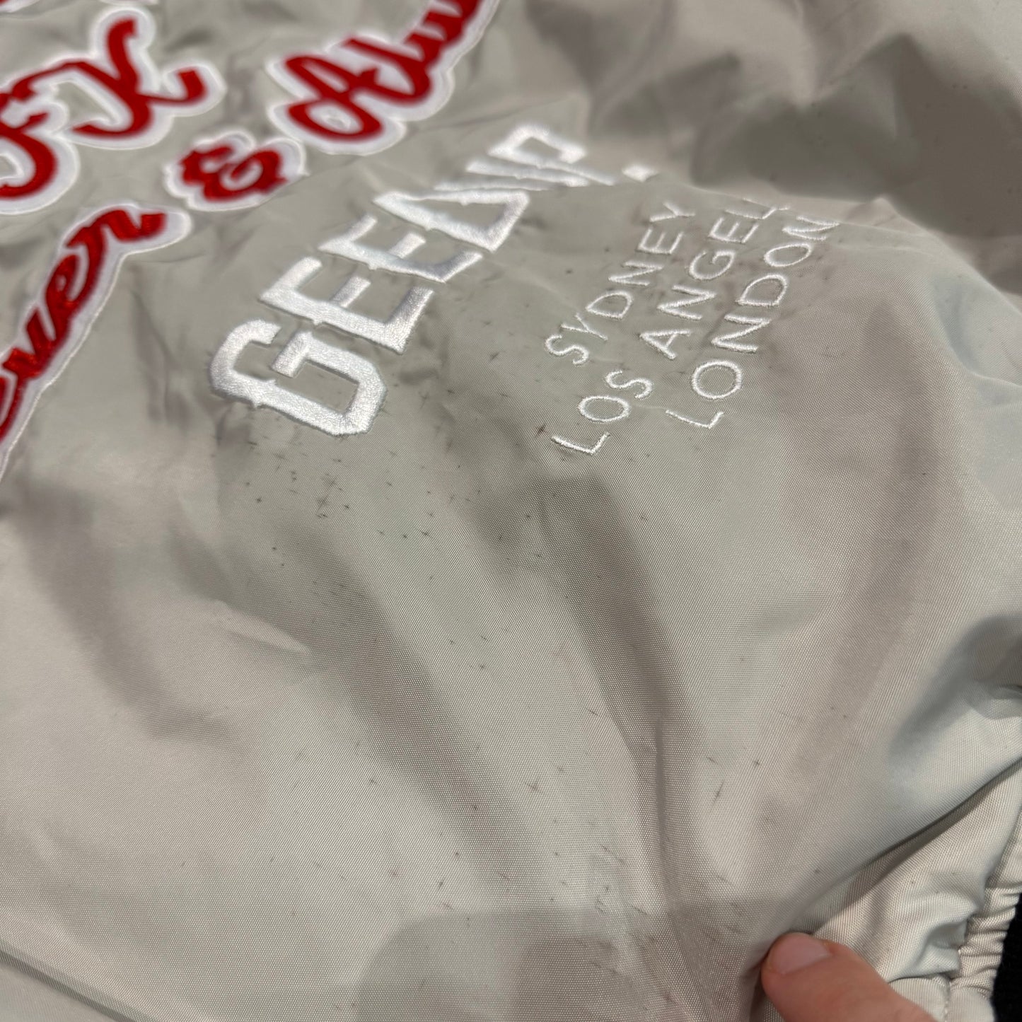 Geedup Company Varsity Bomber Jacket 'Grey/Red' (Second hand)