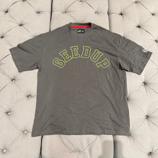 Geedup Stitched Logo T-Shirt 'Asphalt Grey Green' (Second hand)