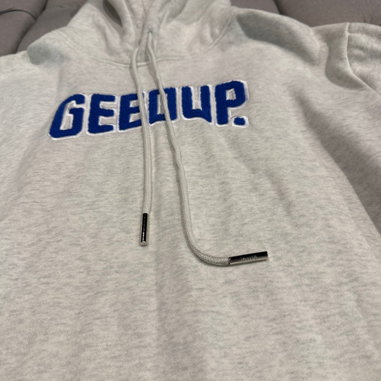 Geedup Play For Keeps Hoodie 'White Marle Blue' (Second hand)