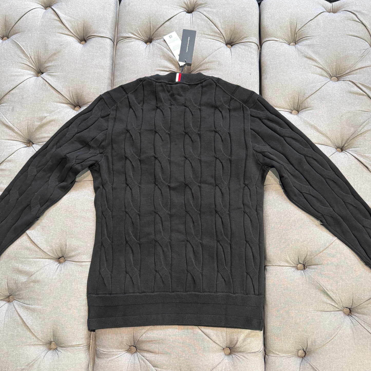 Tommy Hilfiger Pure Wool Cable Knit Jumper 'Black'