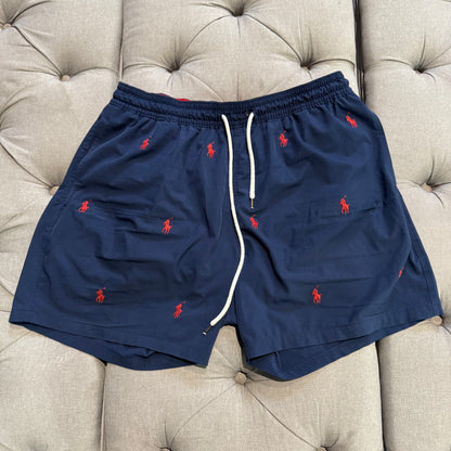 Ralph Lauren Polo All Over Logo Shorts 'Navy Red' (Second hand)