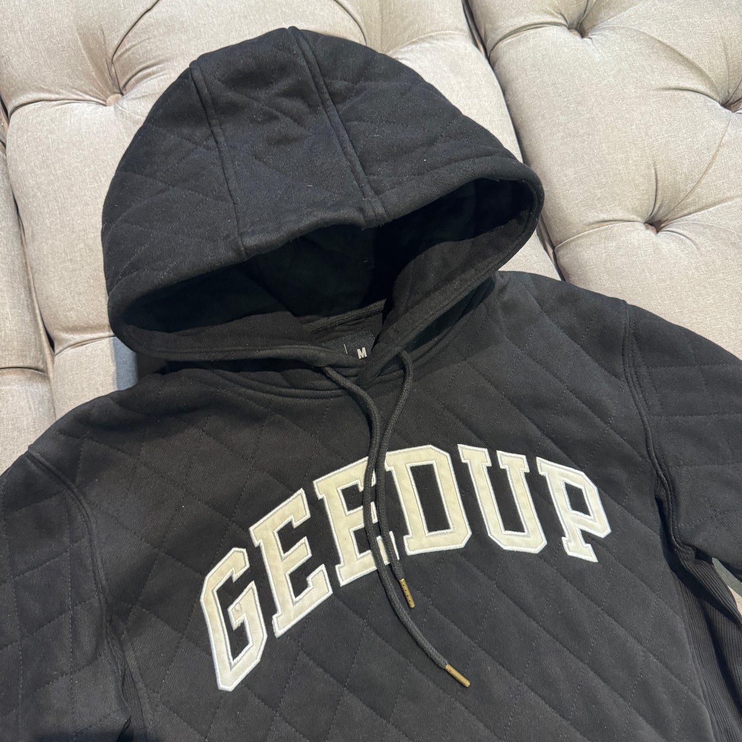 Geedup Stitched Quilt Hoodie 'Black' (Second hand)