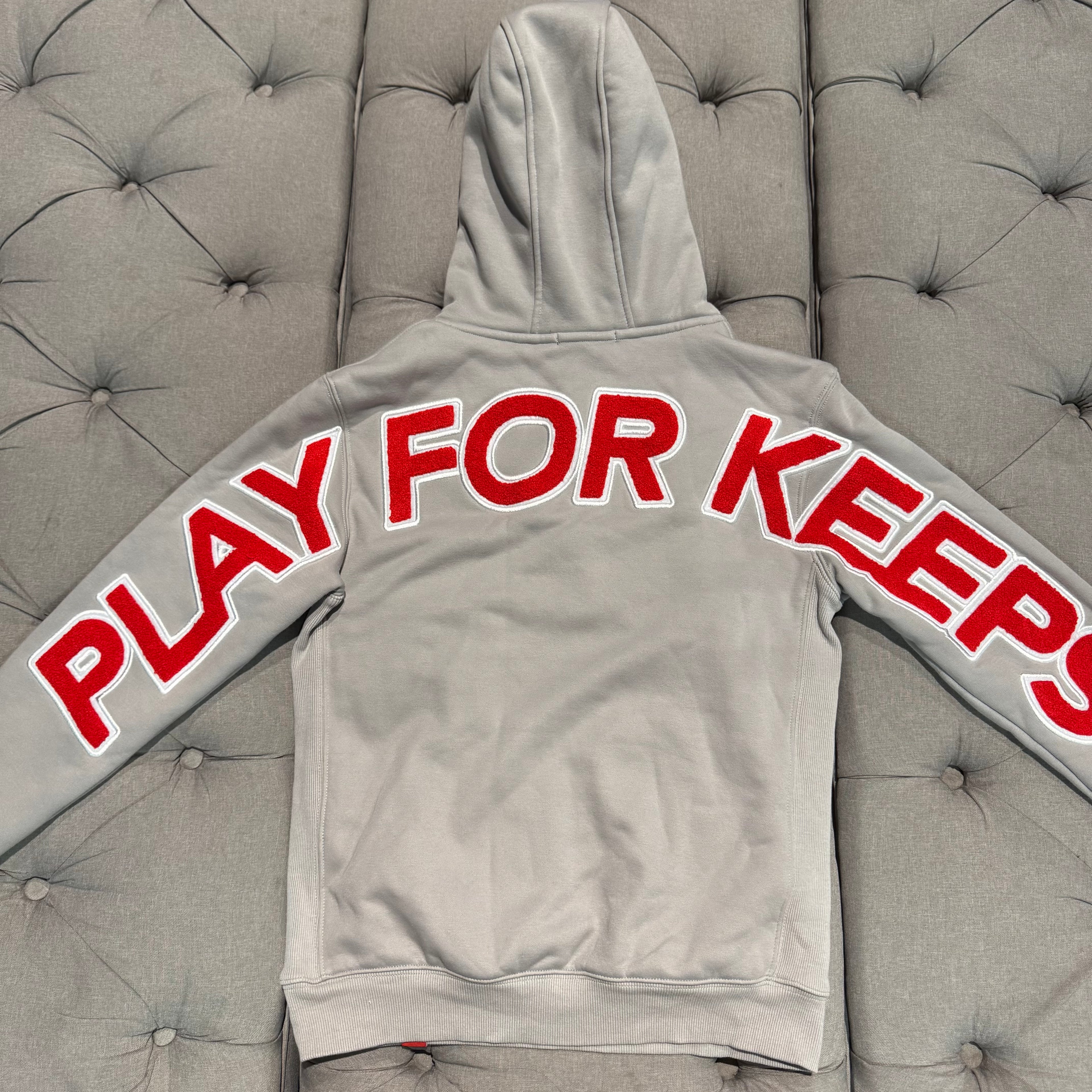 Geedup Play For Keeps Hoodie 'Grey Red' (Second hand)