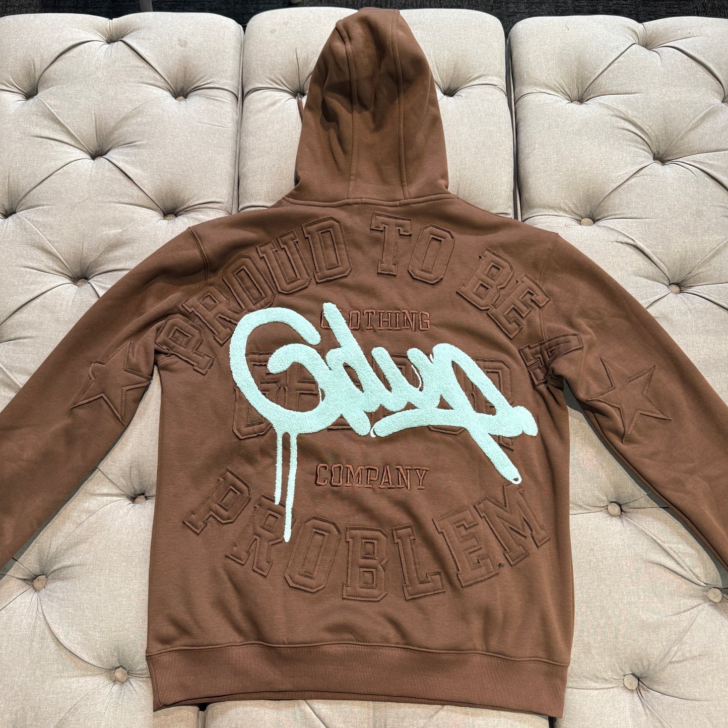 Geedup Proud To Be A Problem Hoodie 'Brown Teal' (Second hand)