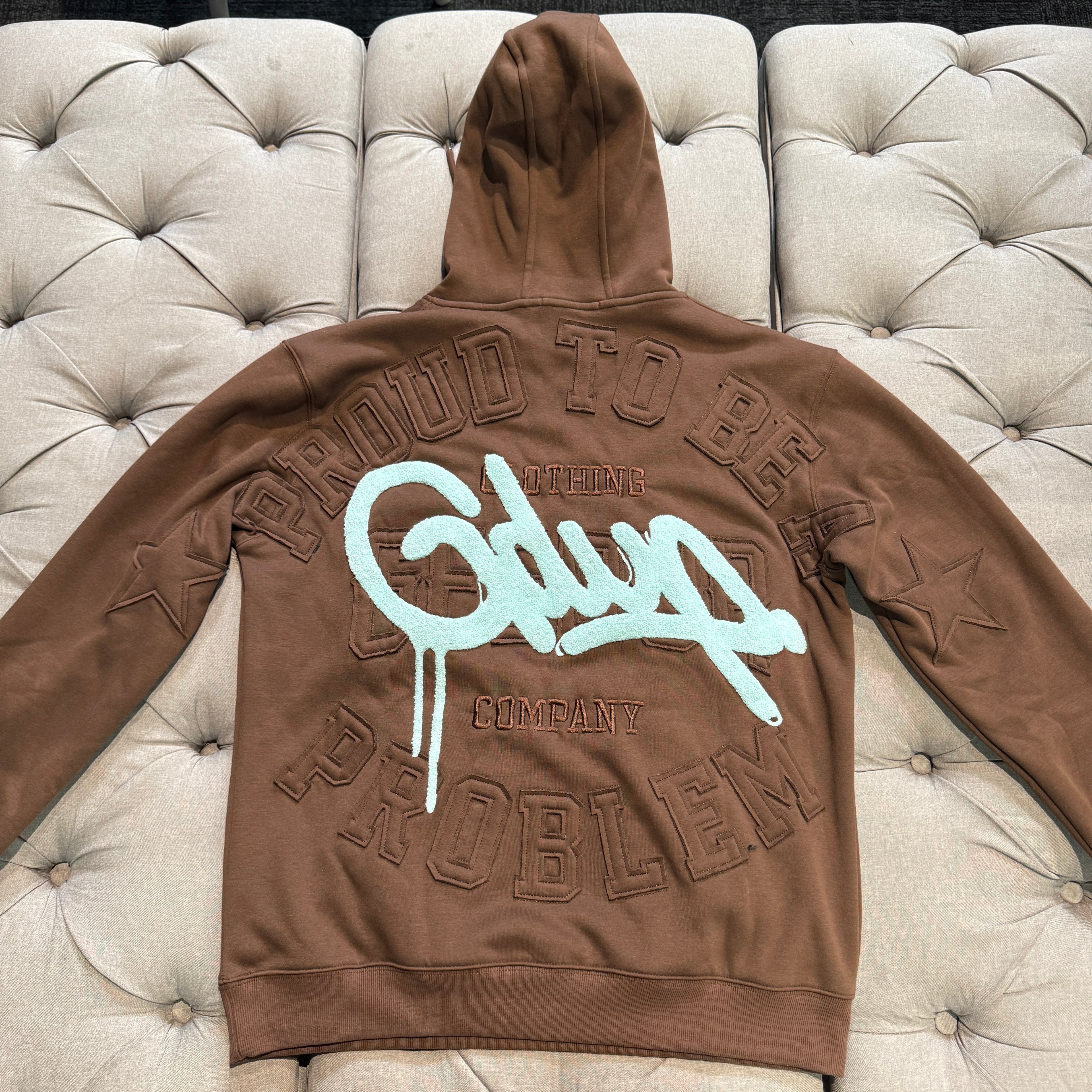 Geedup Proud To Be A Problem Hoodie 'Brown Teal' (Second hand)