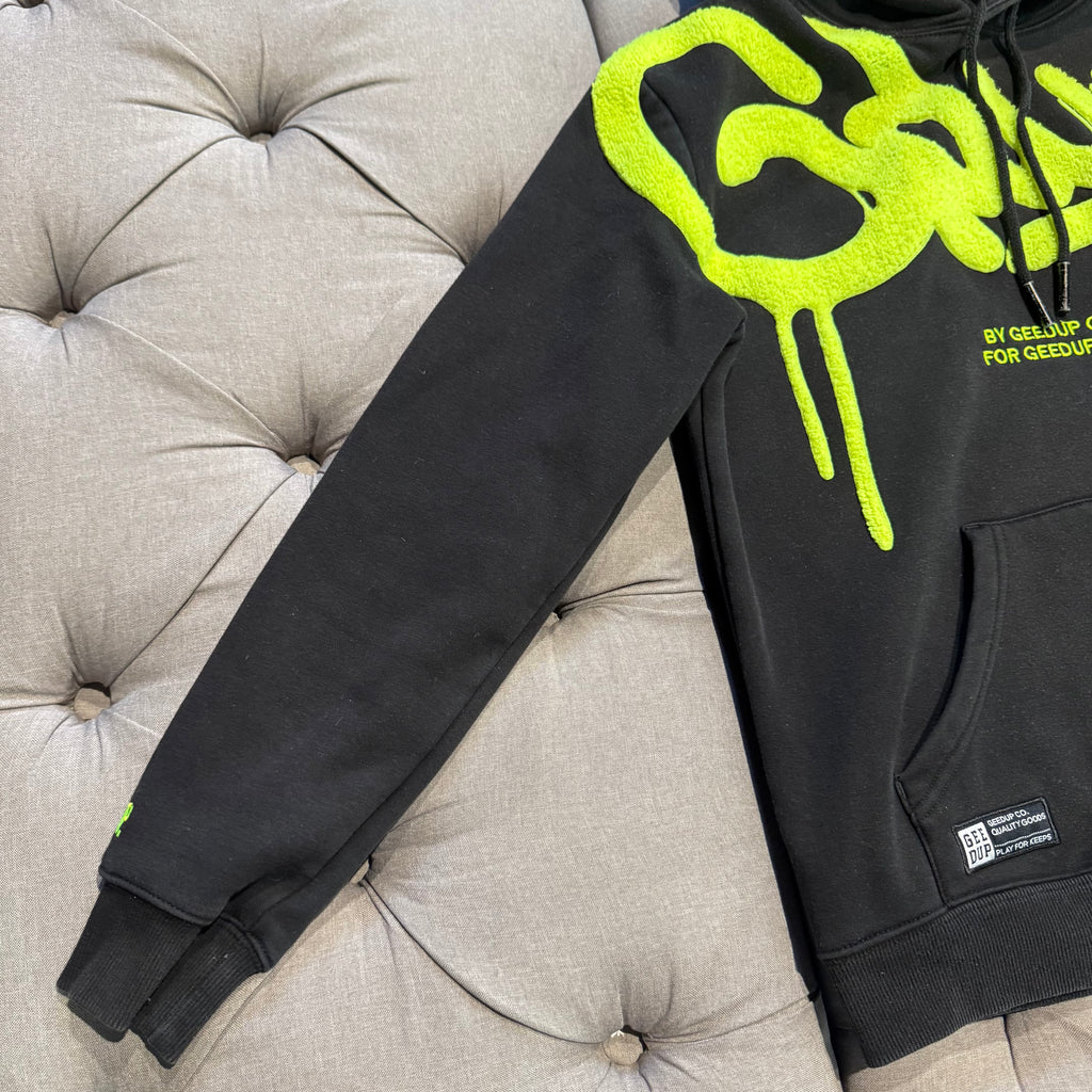 Geedup Handstyle Hoodie 'Black Neon Yellow' (Second hand)