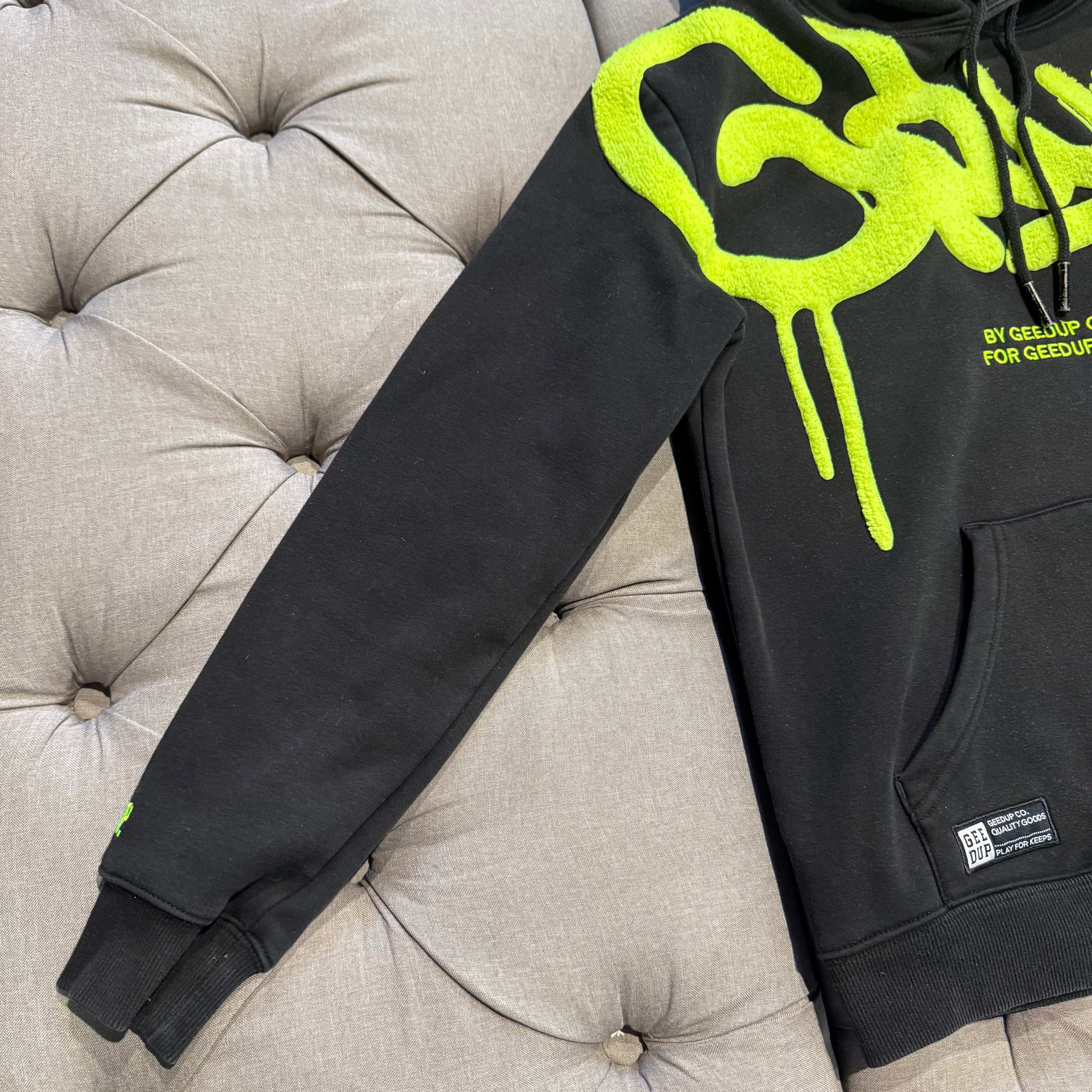 Geedup Handstyle Hoodie 'Black Neon Yellow' (Second hand)