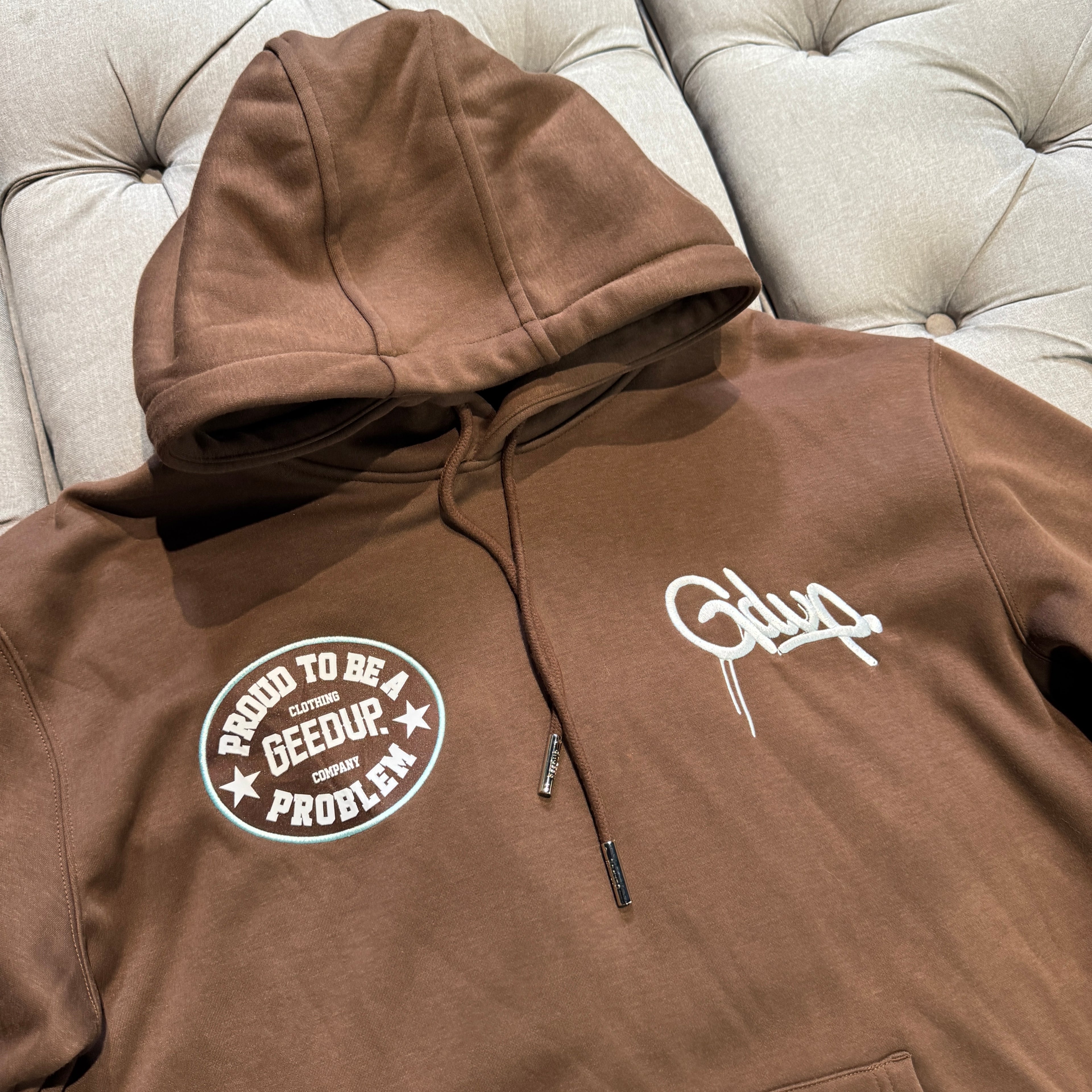 Geedup Proud To Be A Problem Hoodie 'Brown Teal' (Second hand)