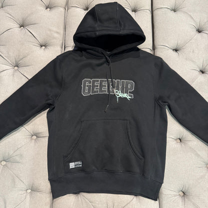 Geedup Play For Keeps Handstyle Hoodie 'Black Teal' (Second hand)