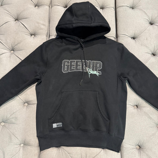 Geedup Play For Keeps Handstyle Hoodie 'Black Teal' (Second hand)