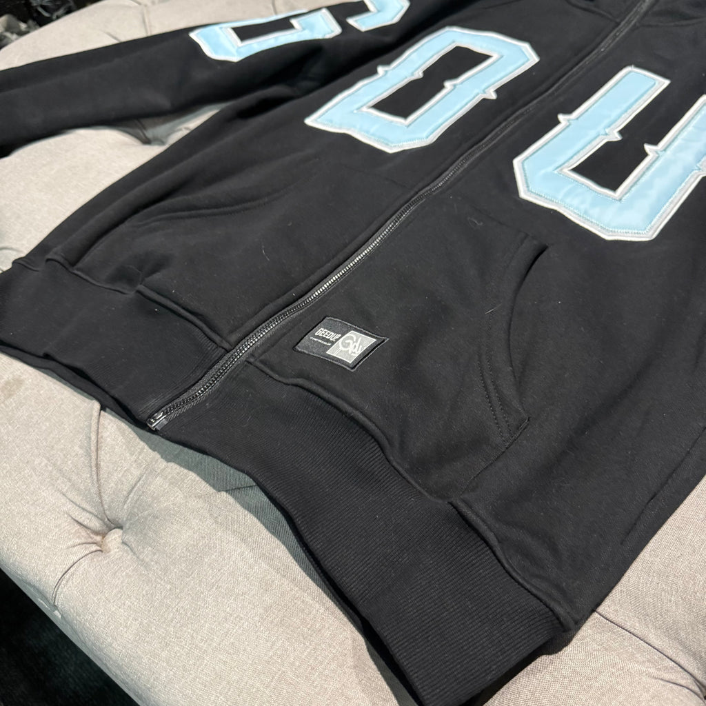 Geedup GDUP Logo Zip-up Hoodie 'Black Baby Blue' (Second hand)