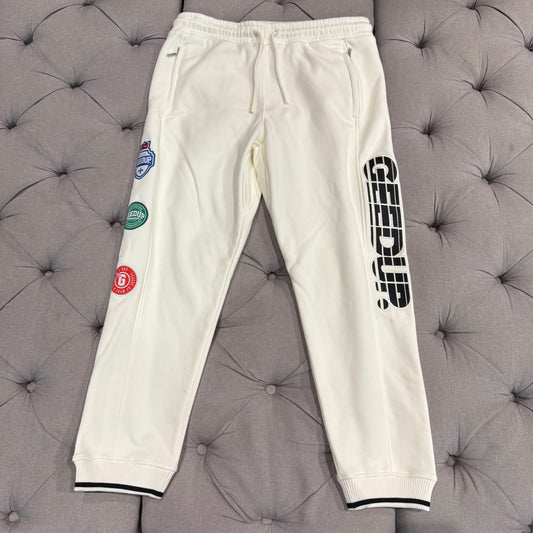 Geedup Sportsman Badges Track Pants 'Light Cream' (Second hand)