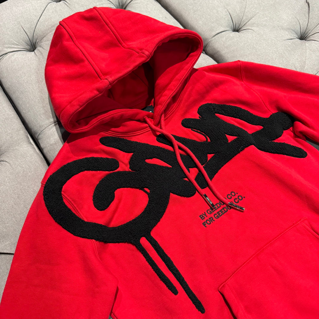 Geedup Handstyle Hoodie 'Red Black' (Second hand)