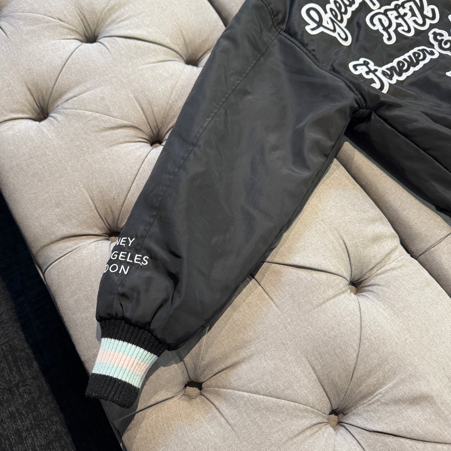 Geedup Company Varsity Jacket 'Black Baby Blue Pink' (Second hand)