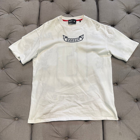 Geedup Embroided G Logo T-shirt 'White Navy' (Second hand)