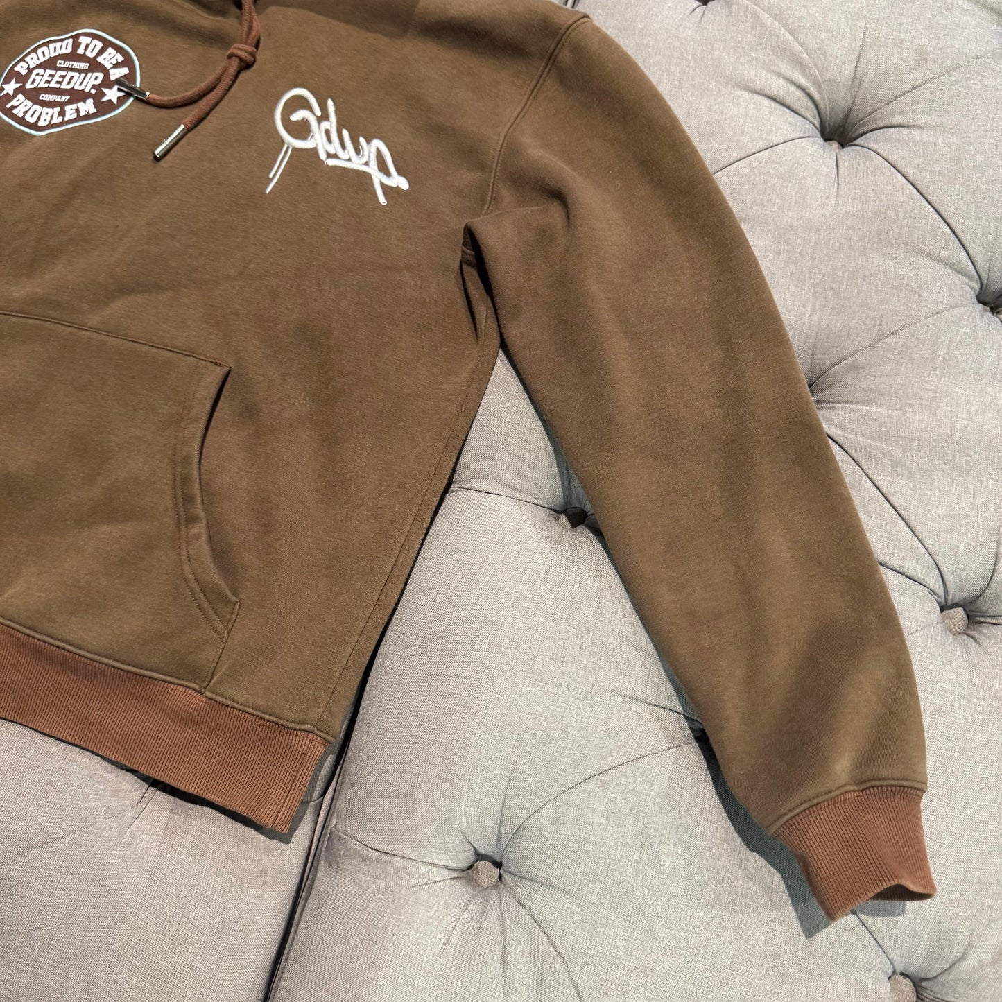 Geedup Proud To Be A Problem Handstyle Hoodie 'Brown Baby Blue' (Second hand)