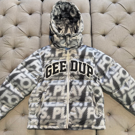 Geedup PFK Static Puffer Jacket 'White Grey Black' (Second hand)