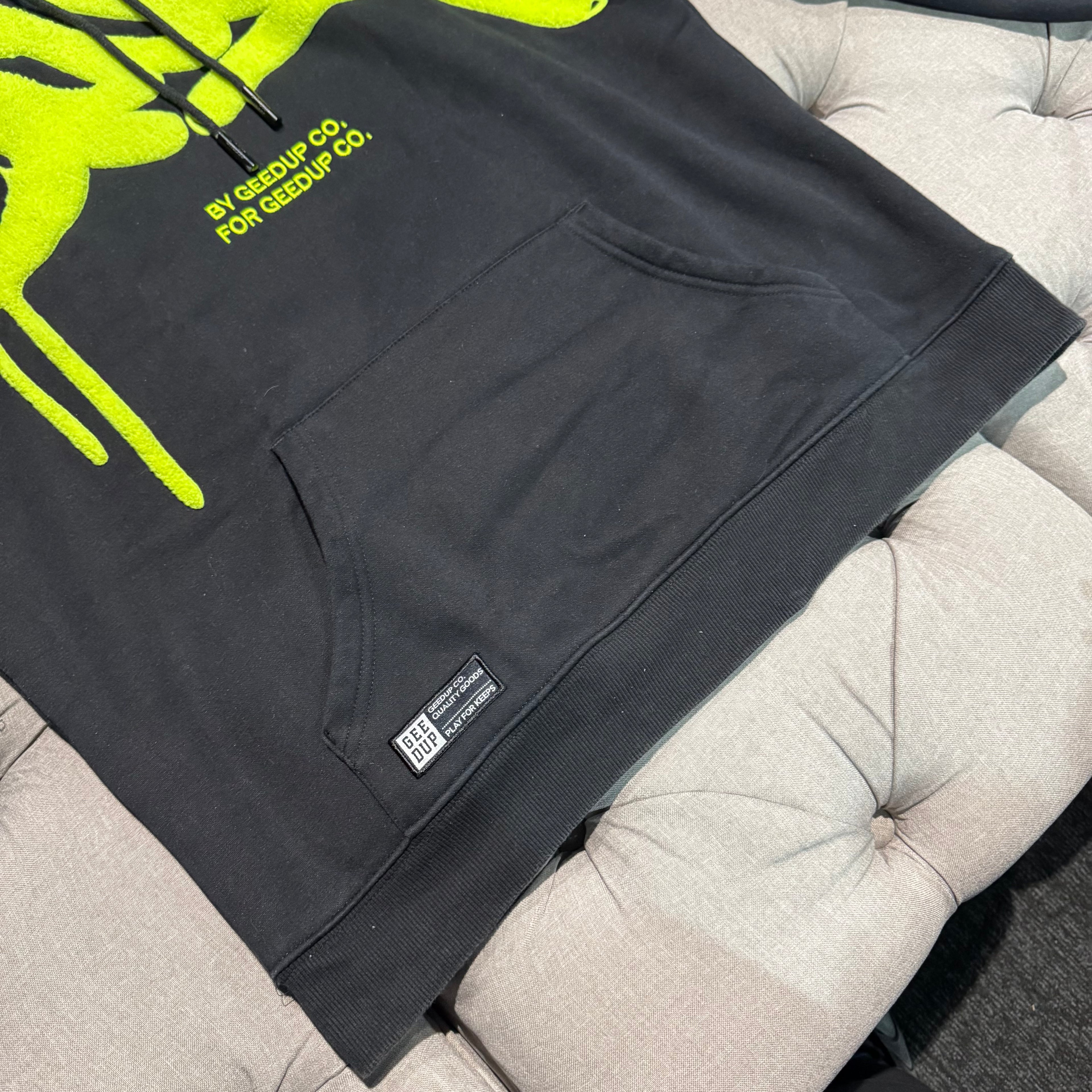 Geedup Handstyle Hoodie 'Black Hyper Yellow' (Second hand)