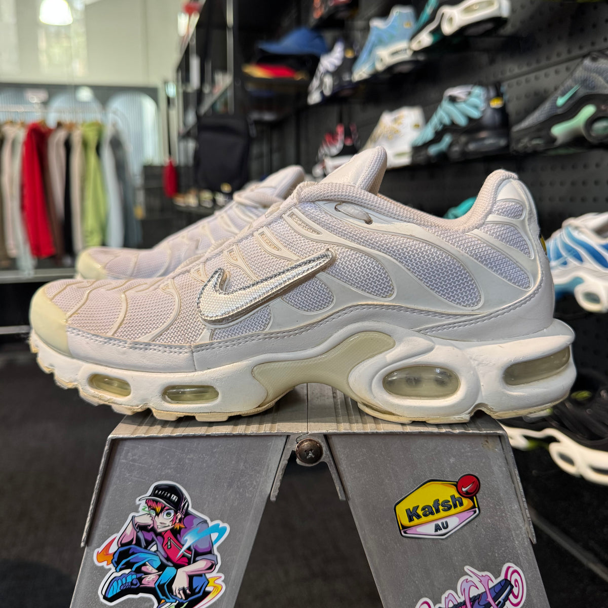 Nike Air Max Plus TN 'Triple White Casper White Removeable Swoosh' (Second hand)