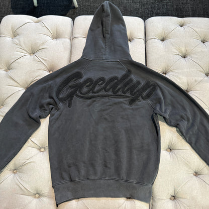 Geedup Script Back Logo Hoodie 'Washed Black' (Second hand)