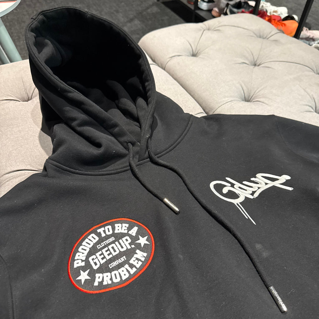 Geedup Proud To Be A Problem Hoodie 'Black White Red' (Second hand)