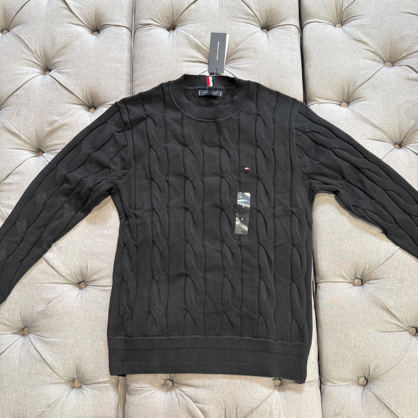 Tommy Hilfiger Pure Wool Cable Knit Jumper 'Black'