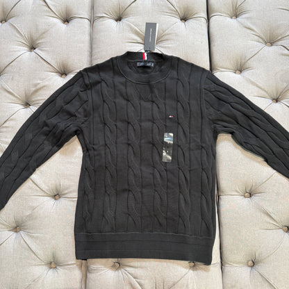 Tommy Hilfiger Pure Wool Cable Knit Jumper 'Black'