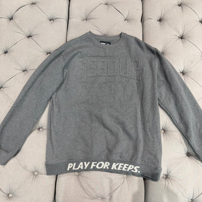 Geedup Embossed Logo Play For Keeps Crewneck 'Ash Grey' (Second hand)