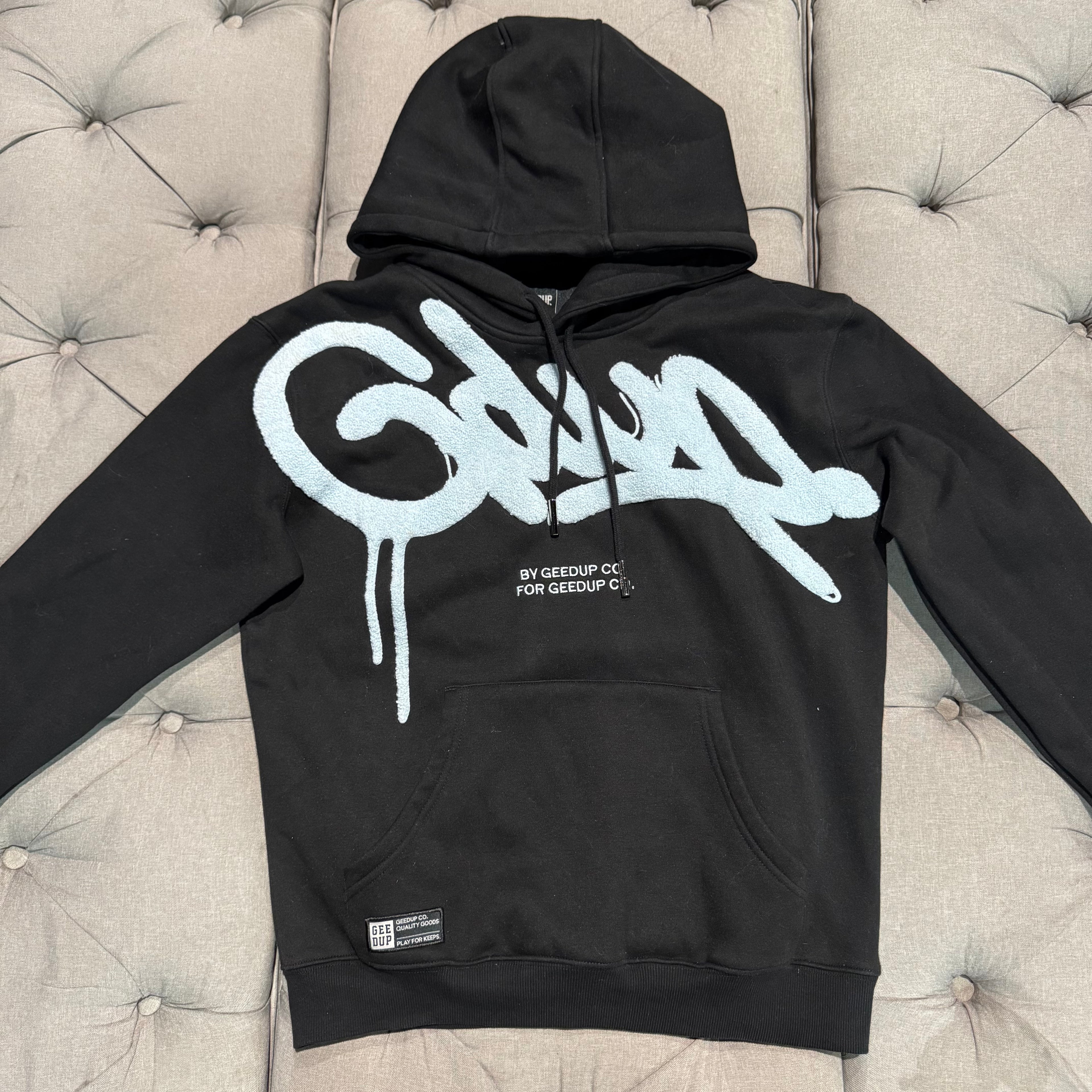 Geedup Handstyle Hoodie 'Black Baby Blue' (Second hand)
