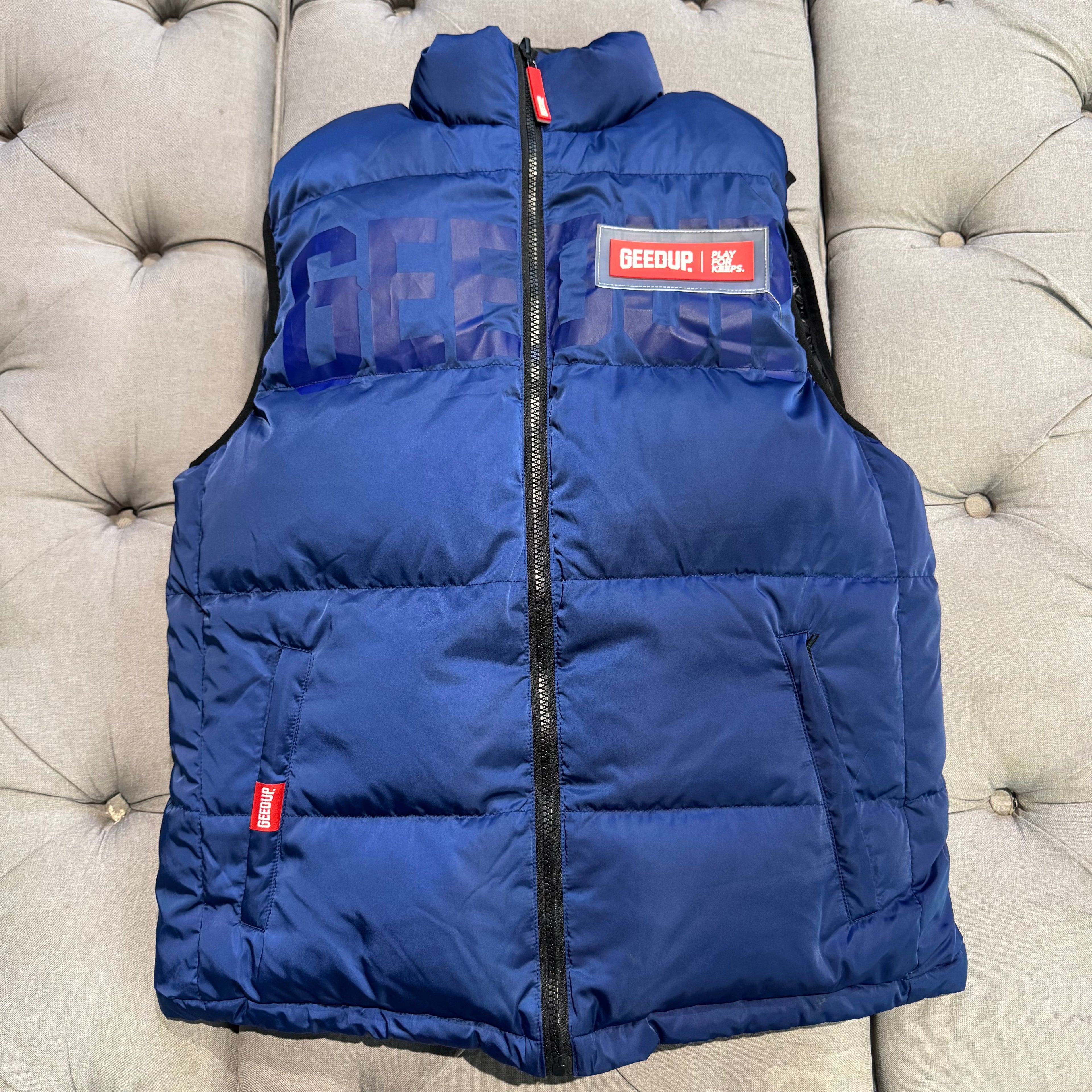 Geedup Reversible GDUP PFK Puffer Vest 'Blue Black' (Second hand)